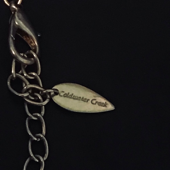 Coldwater creek necklace featuring aqua enameled flower with amber rhinestones - Picture 7 of 7